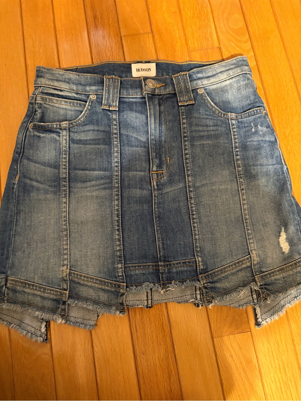 Hudson Jeans Light Blue Paneled Denim Mini Skirt